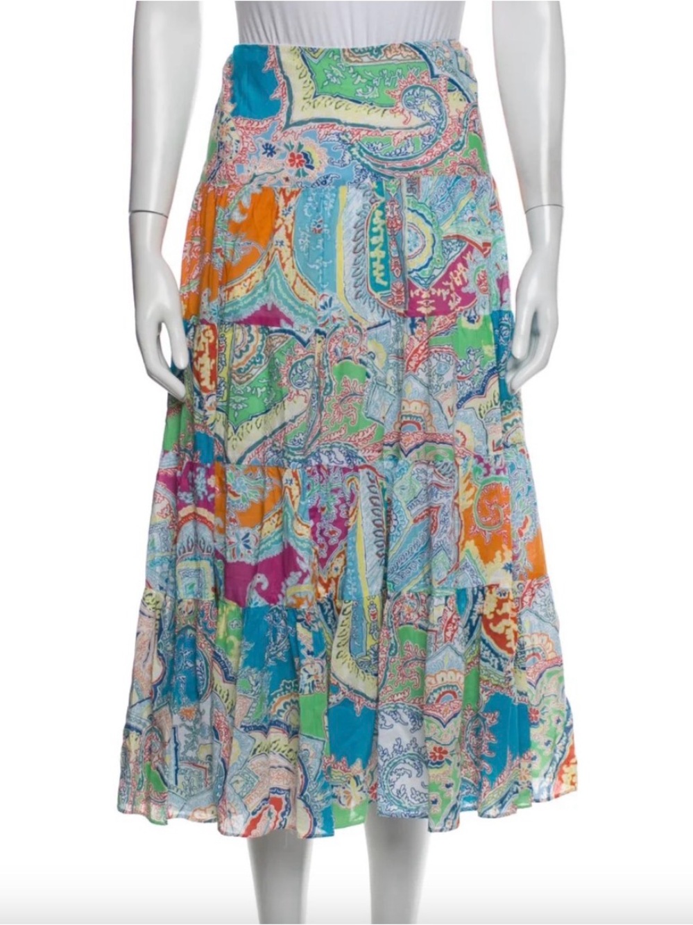 NWT Lauren Ralph Lauren Multi-Color Paisley Tiered Maxi Skirt